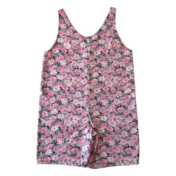 Retro Pink Floral Romper Overalls - Medium Size, 1980s Fashion - Picture 4 of 6